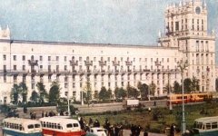 Старая открытка. Минск 1954 год. Привокзальная площадь